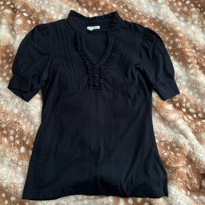 Halogen Black Ruffle V-Neck Blouse